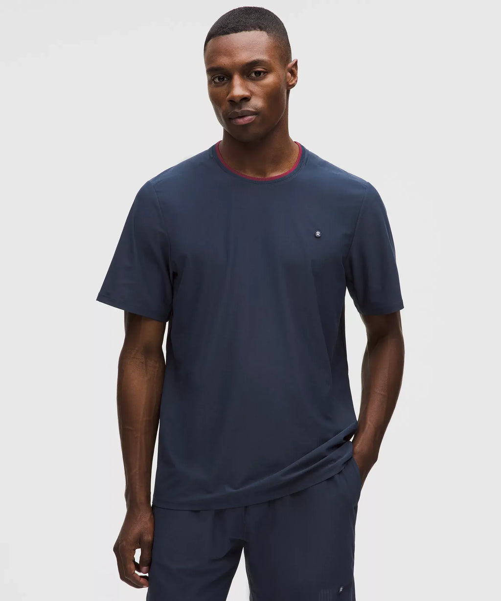 UV-Protective Striped Mesh Tennis T-Shirt